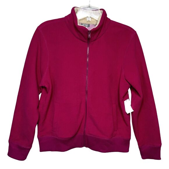 Old Navy Sweatshirt Womens XL‎ Raspberry Pink Heavyweight Sherpa Neck Y2K 2000s - Picture 1 of 6